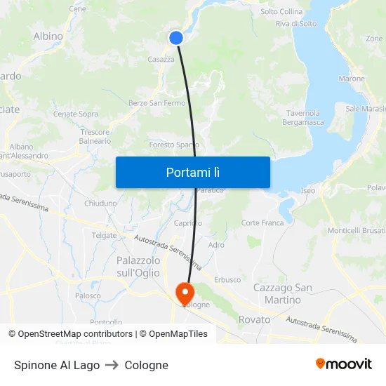 Spinone Al Lago to Cologne map