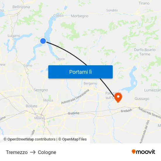Tremezzo to Cologne map