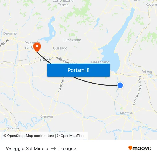 Valeggio Sul Mincio to Cologne map