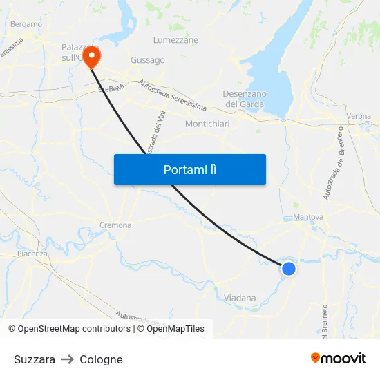 Suzzara to Cologne map