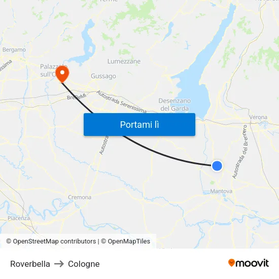 Roverbella to Cologne map