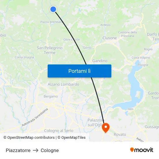 Piazzatorre to Cologne map