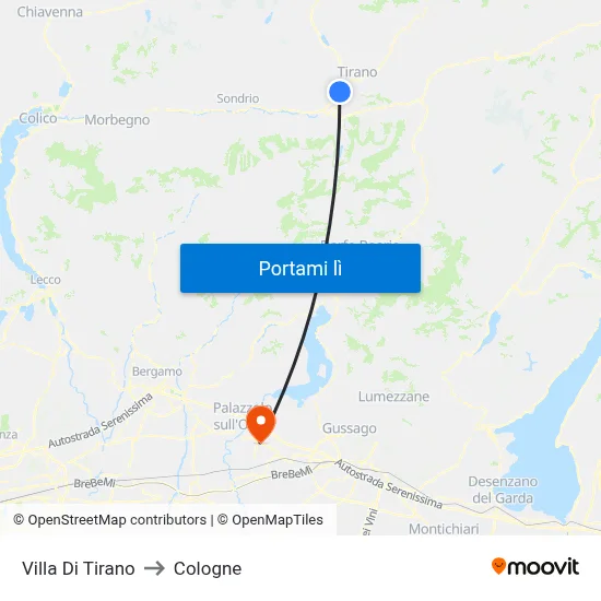 Villa Di Tirano to Cologne map