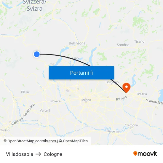 Villadossola to Cologne map
