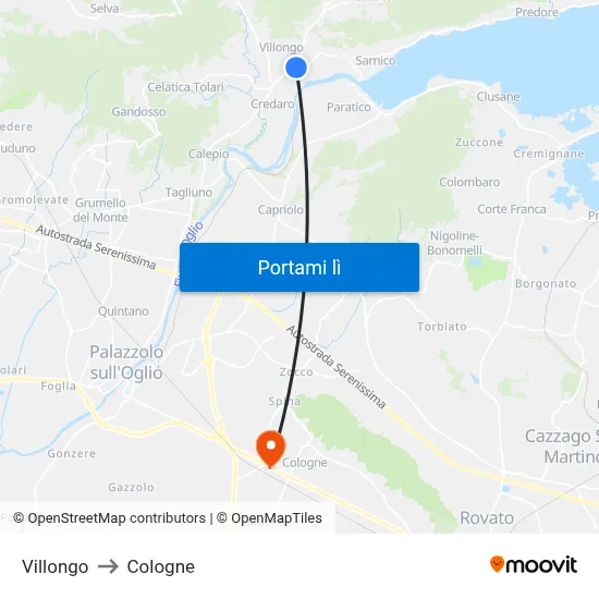 Villongo to Cologne map