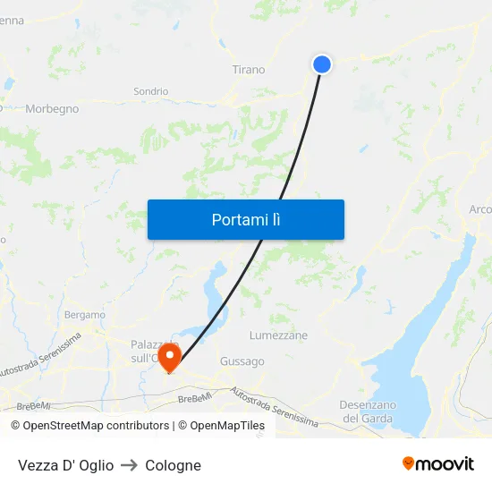Vezza D' Oglio to Cologne map