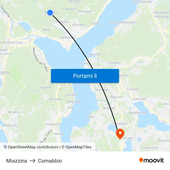 Miazzina to Comabbio map
