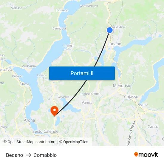 Bedano to Comabbio map