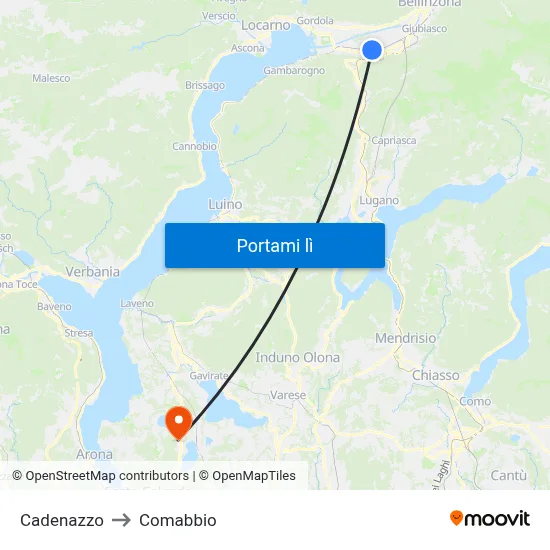 Cadenazzo to Comabbio map