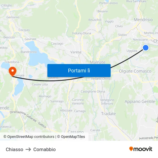 Chiasso to Comabbio map