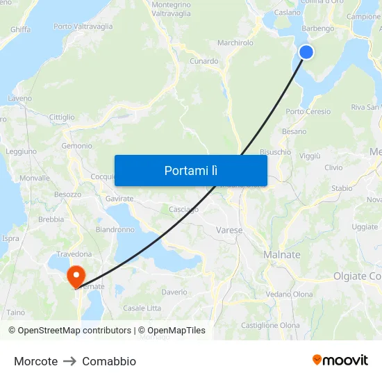 Morcote to Comabbio map