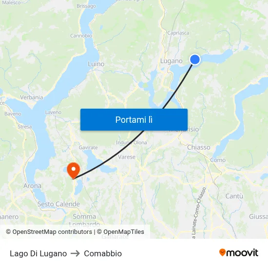 Lago Di Lugano to Comabbio map