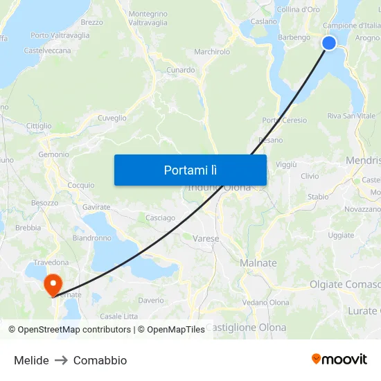 Melide to Comabbio map