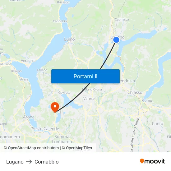 Lugano to Comabbio map