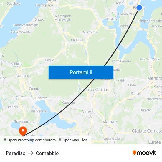 Paradiso to Comabbio map