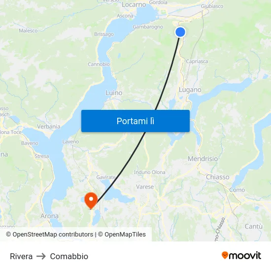 Rivera to Comabbio map
