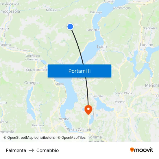 Falmenta to Comabbio map