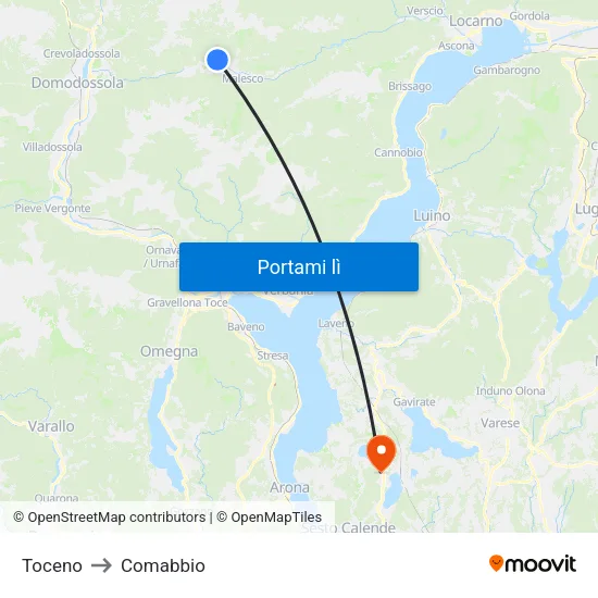 Toceno to Comabbio map