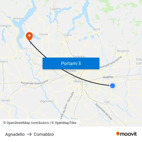 Agnadello to Comabbio map