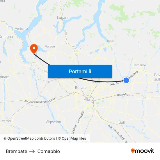 Brembate to Comabbio map