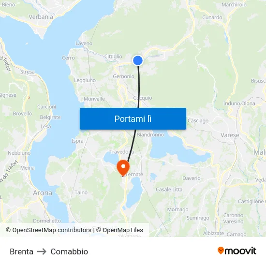 Brenta to Comabbio map