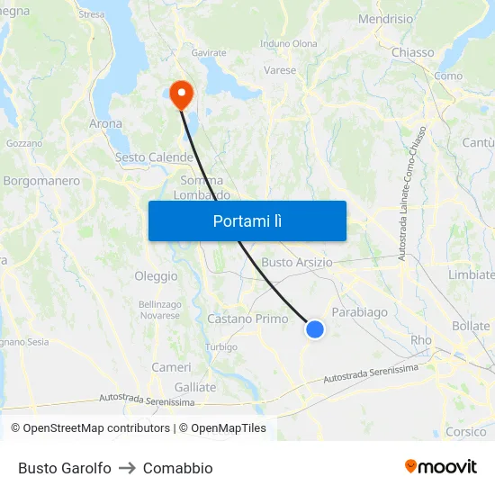 Busto Garolfo to Comabbio map