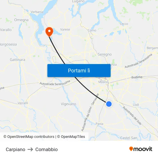 Carpiano to Comabbio map