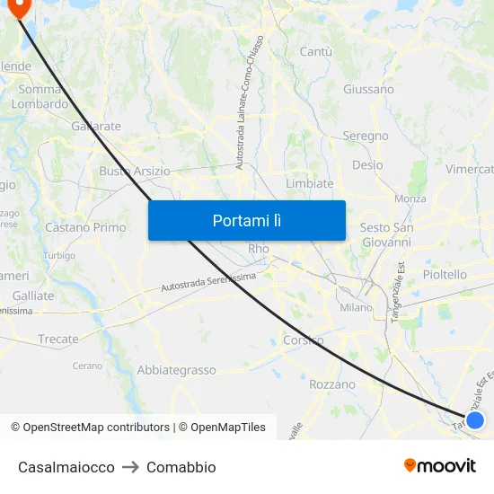 Casalmaiocco to Comabbio map