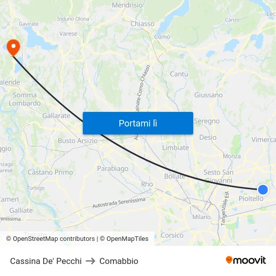 Cassina De' Pecchi to Comabbio map