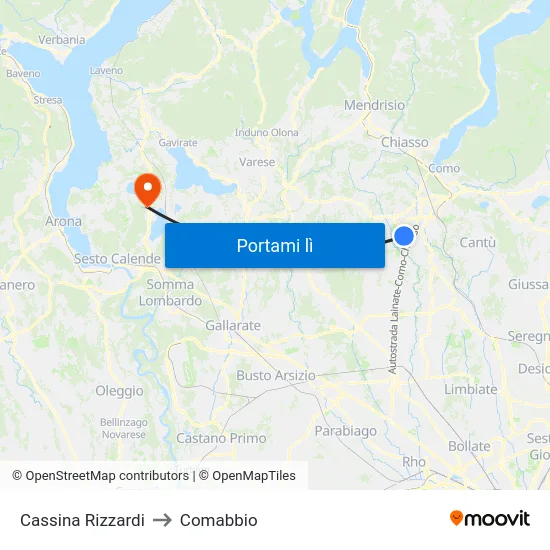 Cassina Rizzardi to Comabbio map