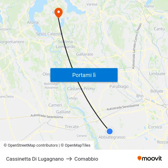 Cassinetta Di Lugagnano to Comabbio map