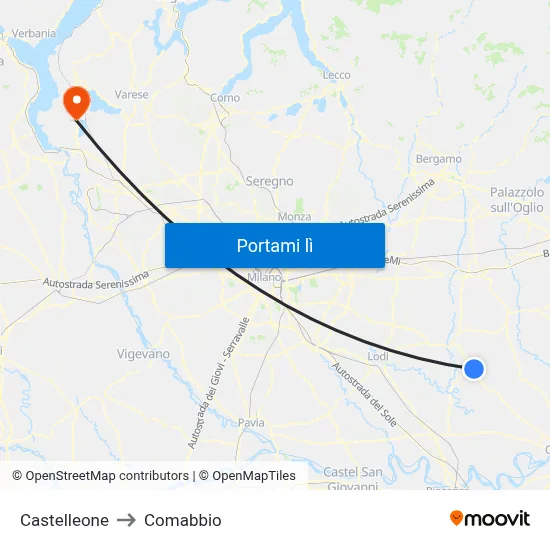 Castelleone to Comabbio map