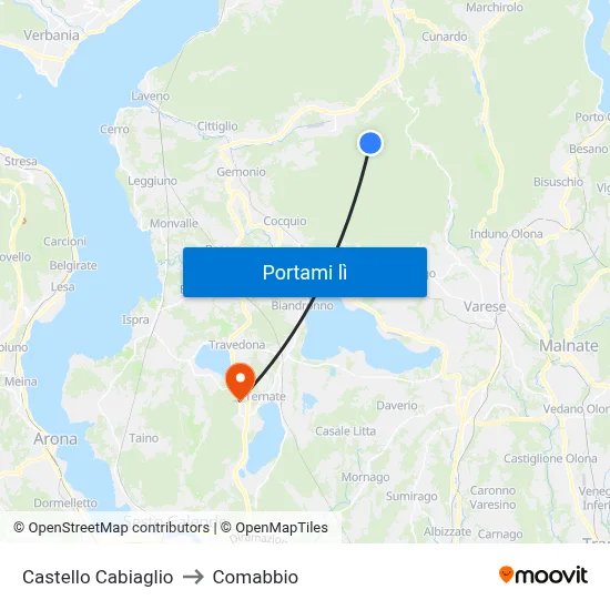 Castello Cabiaglio to Comabbio map