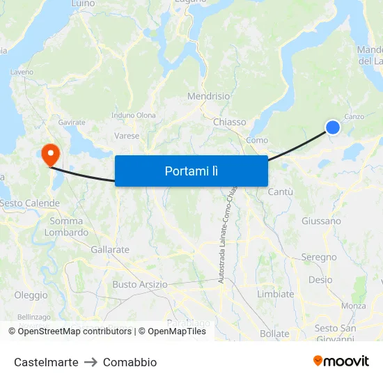 Castelmarte to Comabbio map