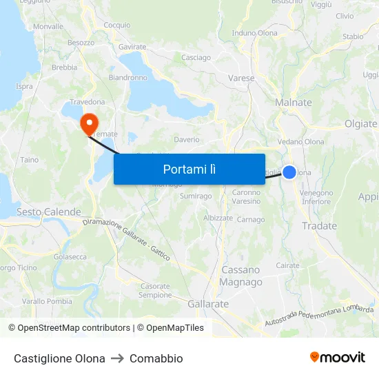Castiglione Olona to Comabbio map