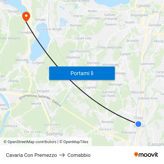 Cavaria Con Premezzo to Comabbio map