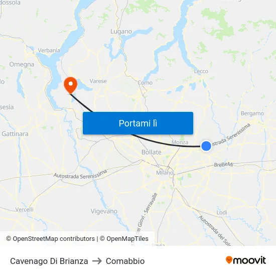 Cavenago Di Brianza to Comabbio map