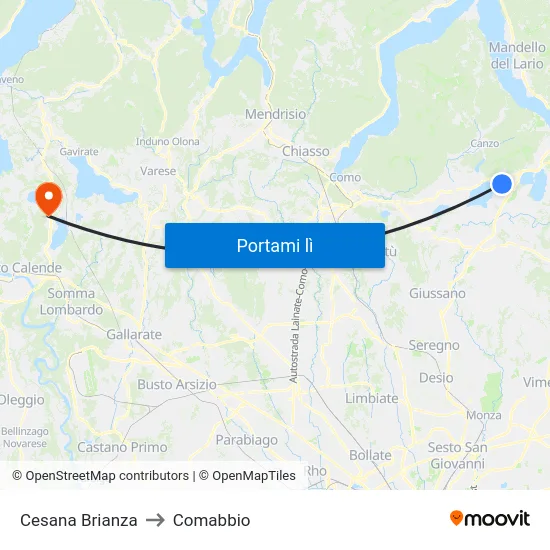 Cesana Brianza to Comabbio map