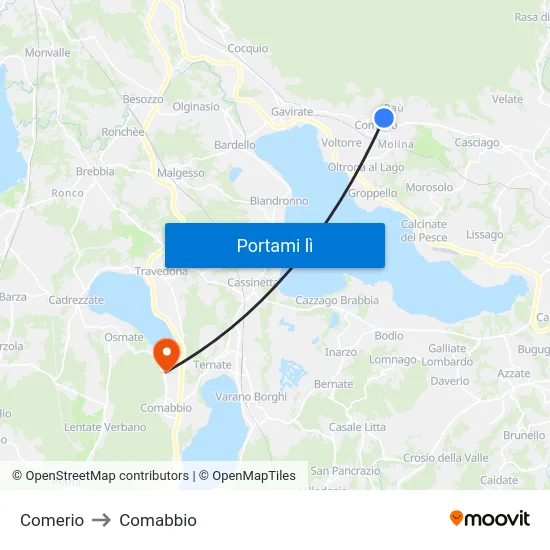 Comerio to Comabbio map