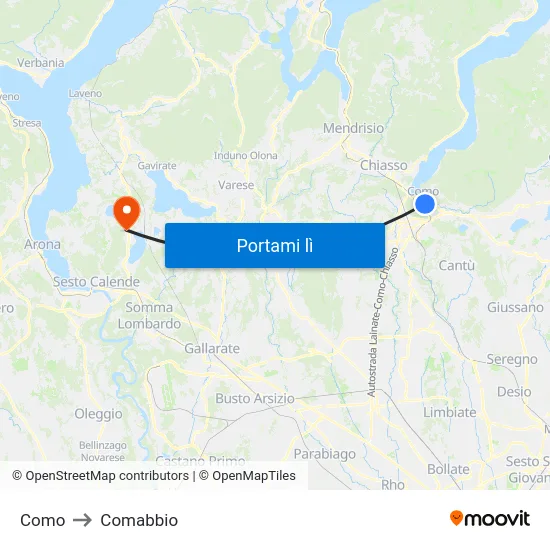 Como to Comabbio map