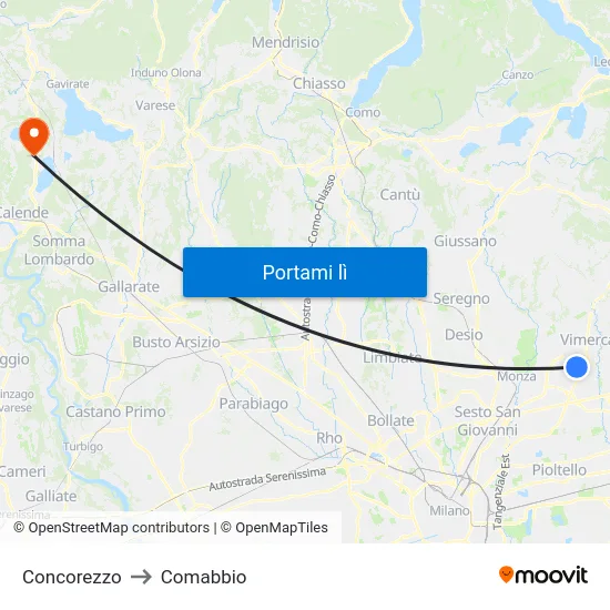 Concorezzo to Comabbio map