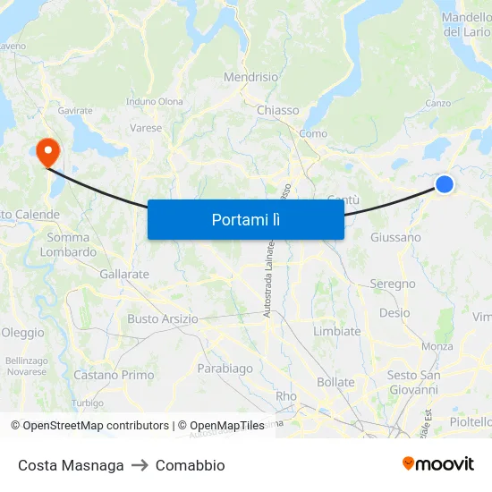 Costa Masnaga to Comabbio map