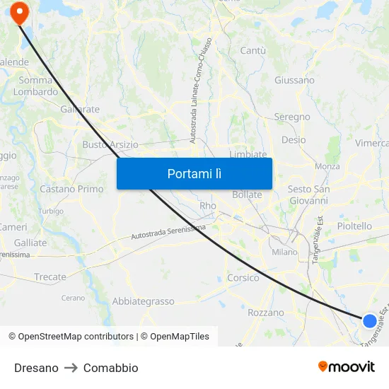 Dresano to Comabbio map