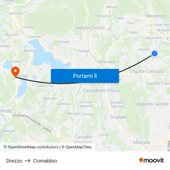 Drezzo to Comabbio map