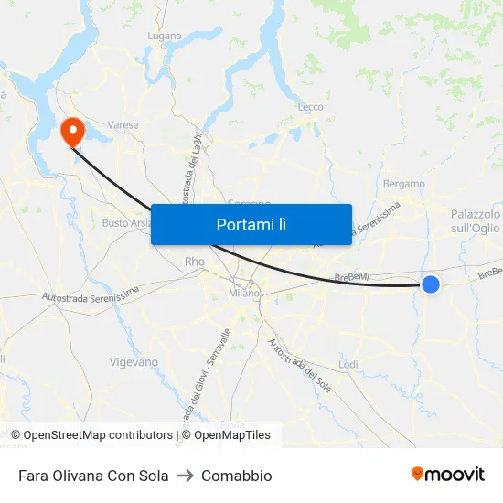 Fara Olivana Con Sola to Comabbio map