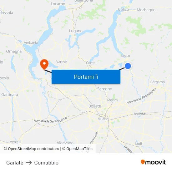 Garlate to Comabbio map