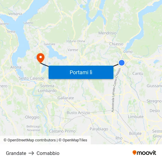 Grandate to Comabbio map