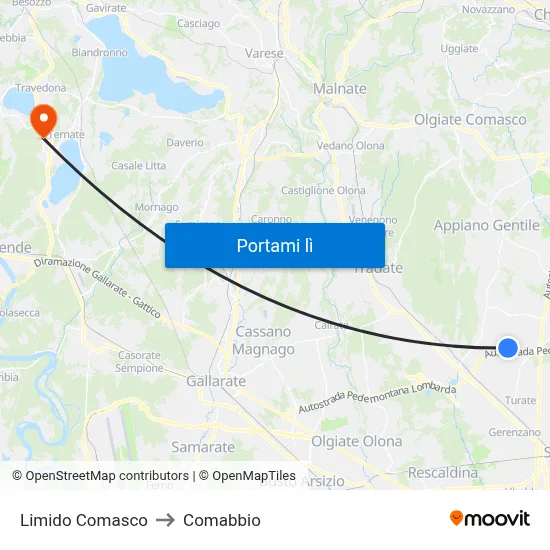 Limido Comasco to Comabbio map