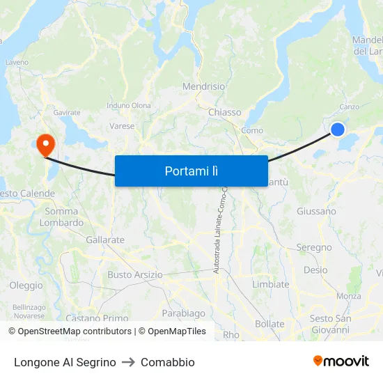 Longone Al Segrino to Comabbio map