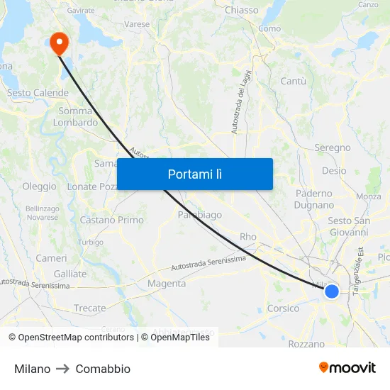 Milano to Comabbio map